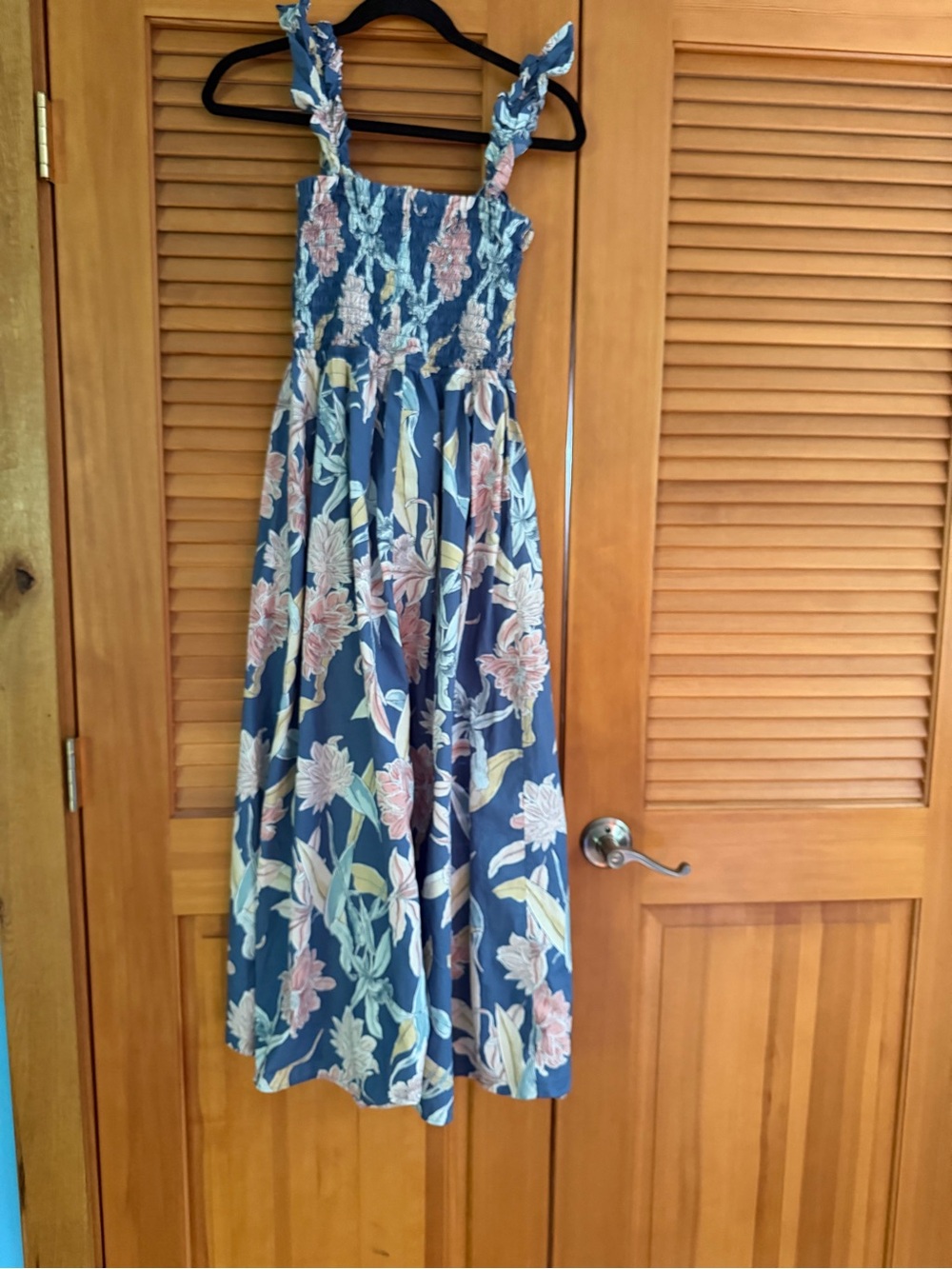 LOFT Navy Floral Maxi Skirt with Pink & Cream Flowers